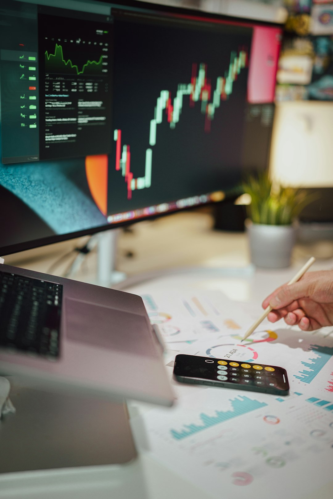 cta-bg Currencies and finance. Stock exchange. Calculator on the table